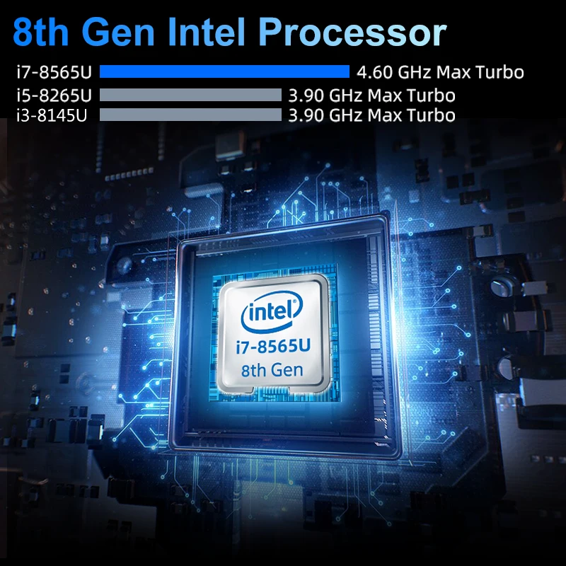 Мини ПК 8 го поколения Intel Core i5 8265U CPU 2 * DDR4 M.2SSD HDMI DP 4K 60fps 6 USB Type C WiFi Window 10 HTPC компьютер