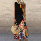 Женское длинное платье макси, летнее, повседневное, с принтом, с круглым вырезом, без рукавов, свободное, длинное, винтажное, вечернее, 2021