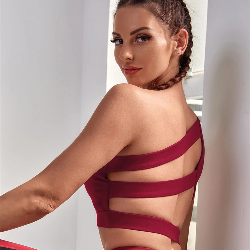 

Top Bra Women Running Single Shoulder Strap Shirt Female High Elasticity Comfort Breathable Underwear Fitness Oberteile