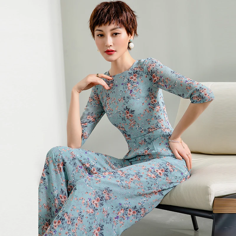 2020 Summer Party Jumpsuit for Women High Street Chiffon Print Elegant Half Sleeve O-Neck Wide Leg Rompers Plus Size 3XL 4XL