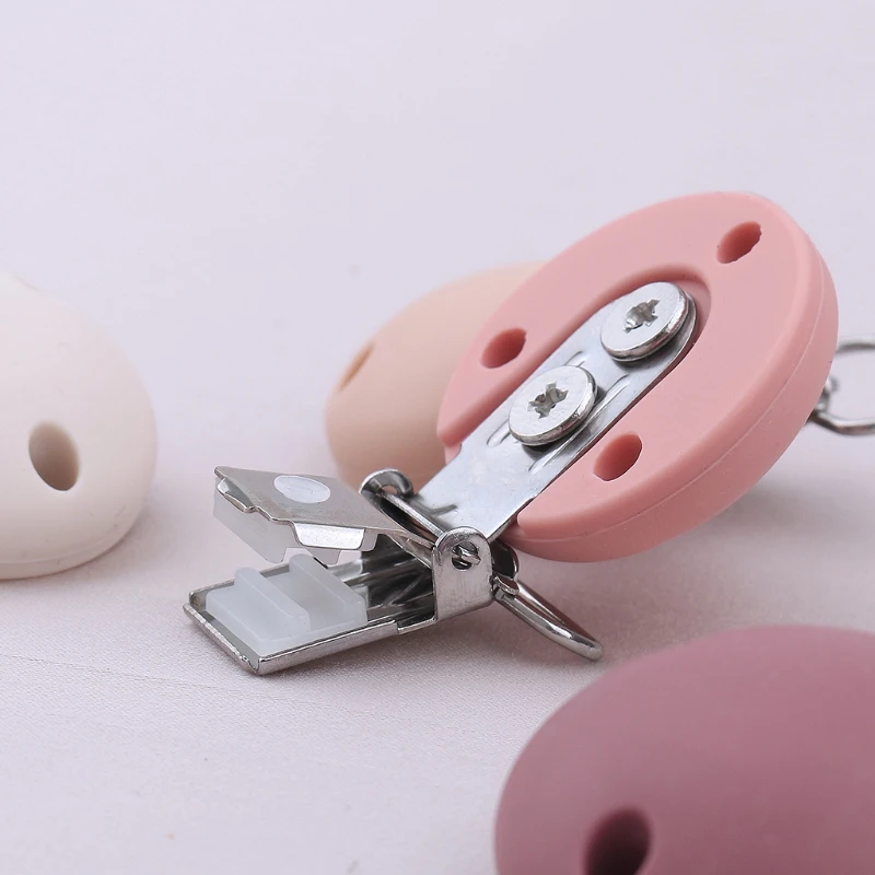 De silicona DIY ronda beb&eacute; chupete Dummy mordedor Clips para chupete de enfermer&iacute;a juguete de la Ronda de Clips sostenedor libre de BPA chupete Clip-4