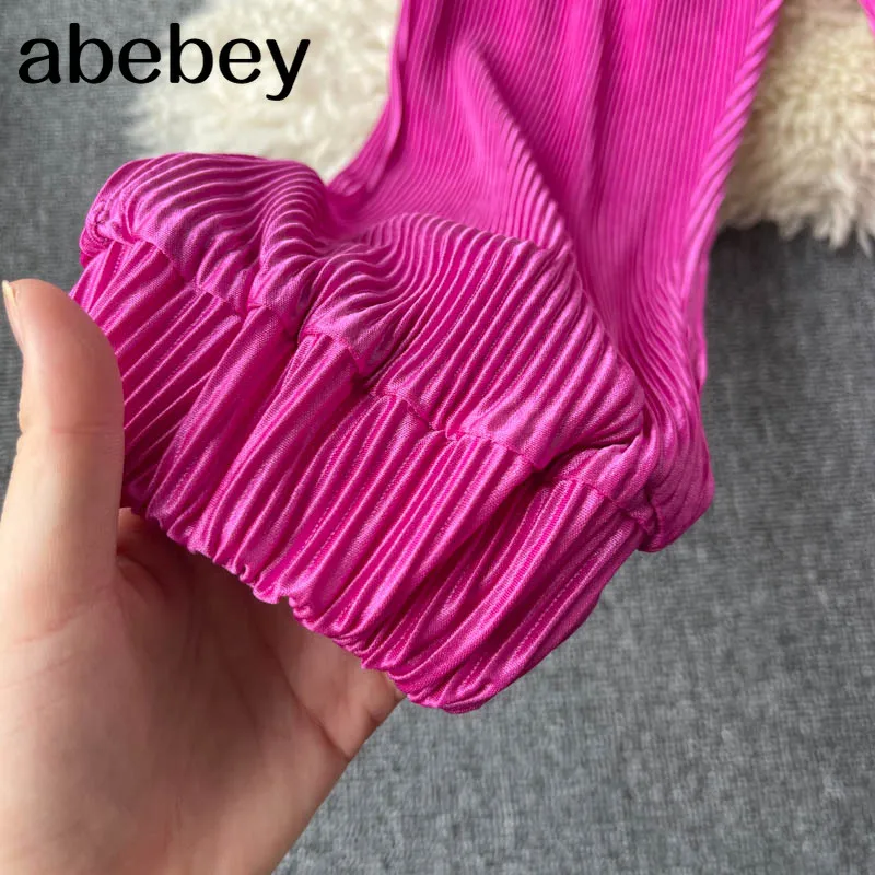 

Women Design Ruffles Solid Rompers Sweet Ruffles Slash Neck Long Sleeve Jumpsuits Summer Boho Wide Leg Rompers