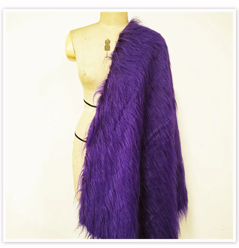 Luxury purple 9cm plush faux fur fabric for winter coat vest stage cosplay decor long fur fabric tissue DIY 150*50cm 1pc SP5419
