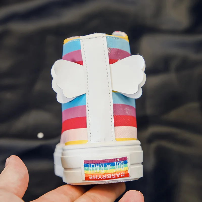 Кроссовки женские на платформе массивные с рисунком ангела модная обувь радуги