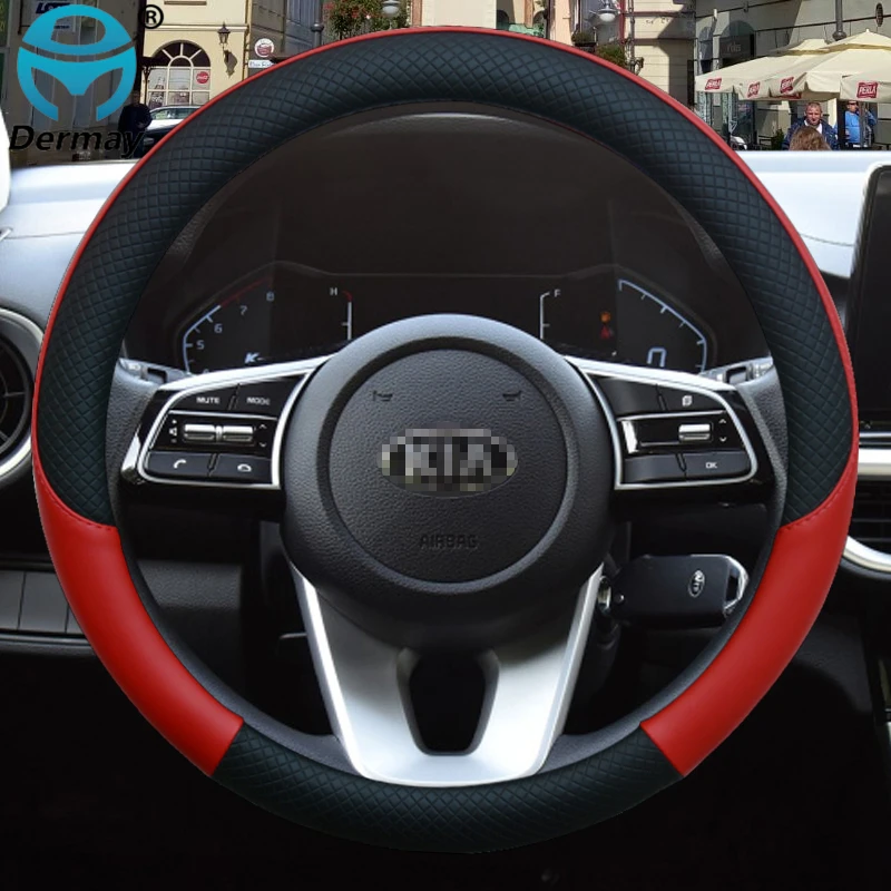 100 dermay brand leather sport car steering wheel cover for kia sorento i ii iii sorento prime 2002 2020 auto accessories free global shipping