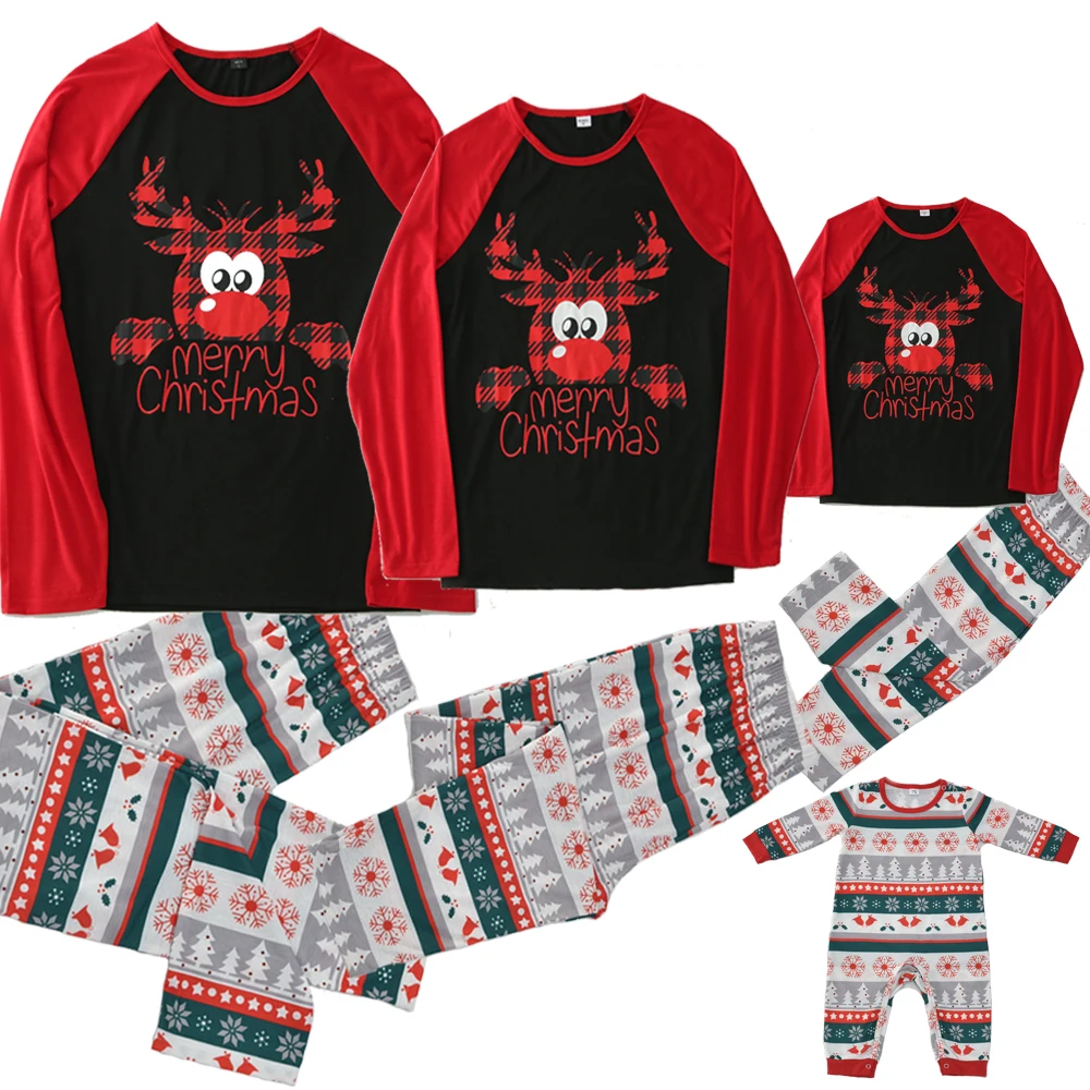 

Merry Christmas Family Pajamas Set 2 Pieces Family Matching Outfits Mother Daughter Clothes Parent-child Pijama Romper Sleepwear