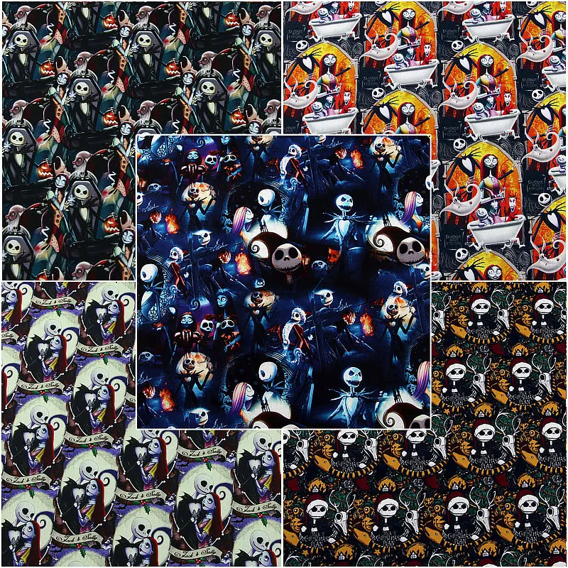 

Disney The Nightmare Before Christmas Jack Skull 100% Cotton Fabric for Girl Clothes Hometextile Cushion Cover Needlework DIY