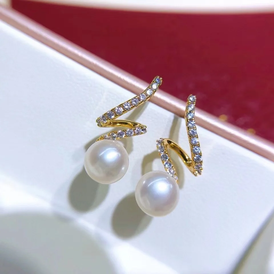 

Классические чайные кружки из 8-9 мм полукруглая жемчужный ТРГ серьги серьга из натурального пресноводного жемчуга, ювелирные изделия для ж...