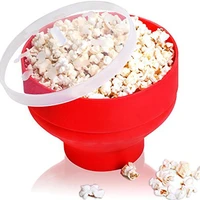silicone portable collapsible microwave popcorn rice popper maker bowl with lid tableware picnic accessories outdoor supplies