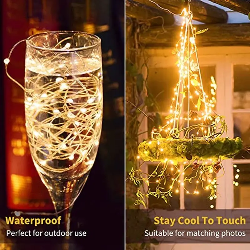 

DC12V With Remote Control LED Garland Fairy Light Copper Wire String Waterproof Line Xmas Christmas Festival Wedding Decorati