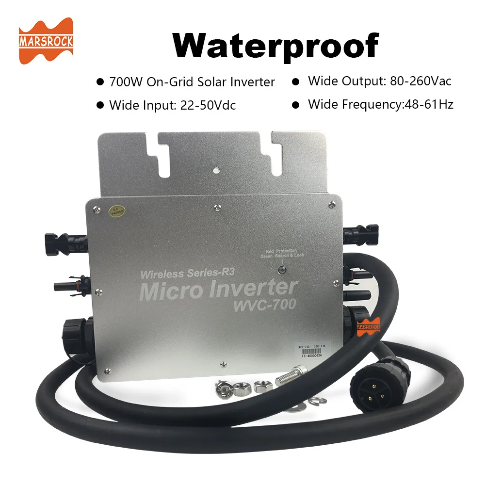 Беспроводной IP65 700W MPPT на сетке Микро солнечный инвертор, 22-50VDC до 80-260VAC, 50hz 60hz авто, работоспособный для 2x350W солнечной панели