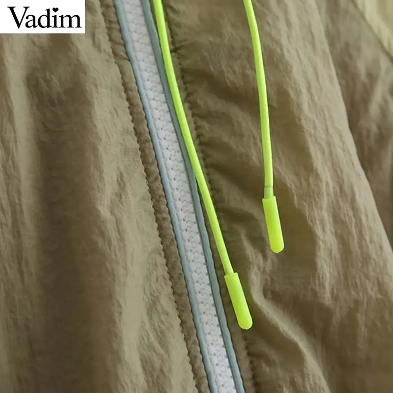 Женское элегантное платье vadim лоскутное свободный жакет с капюшоном шнурок галстук молния Летающий Женский Верхняя одежда негабаритных повседневное пальто Топы CA510