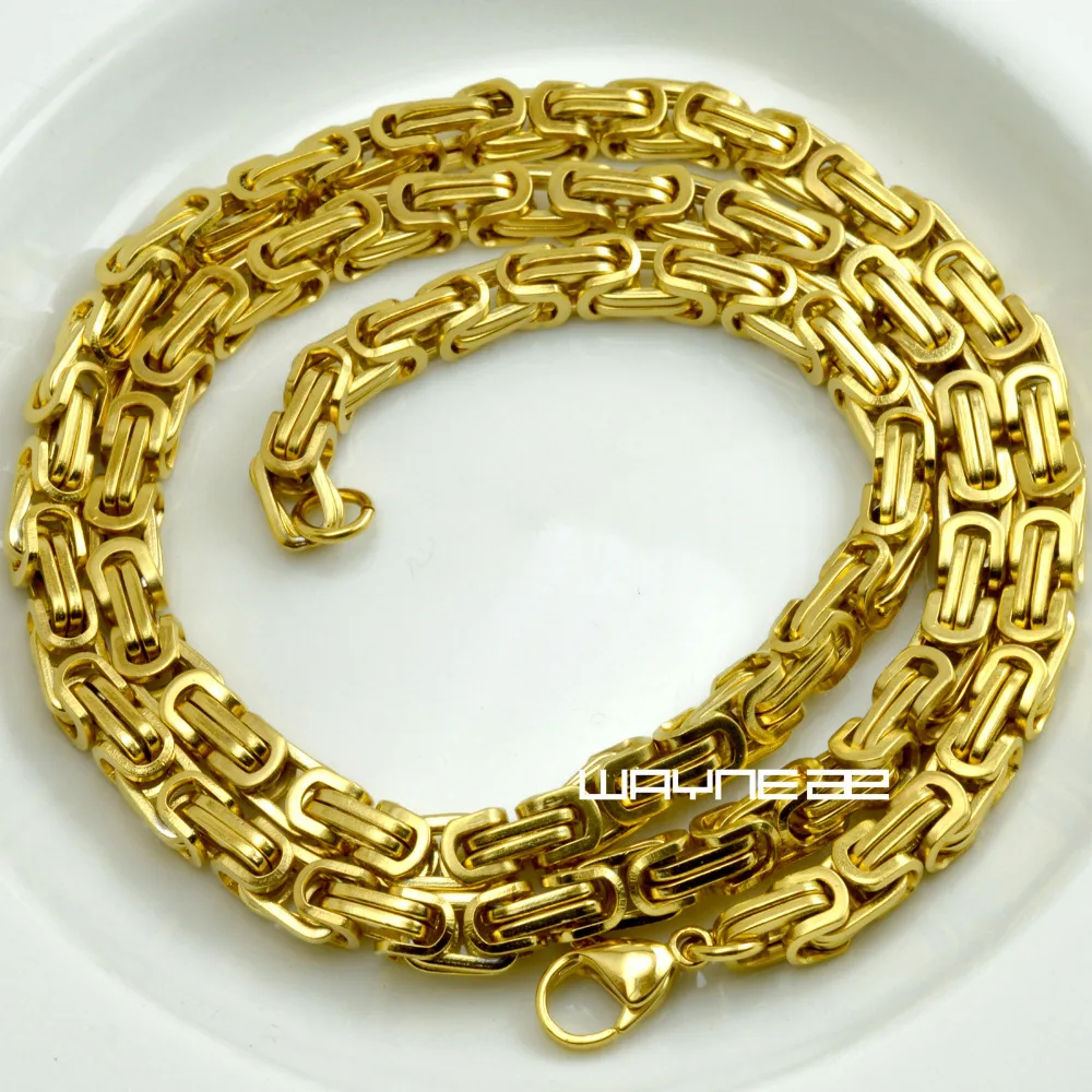 

60cm, 70cm MENS Chain Gold Tone Curb Link Stainless Steel Necklace 6mm W N311