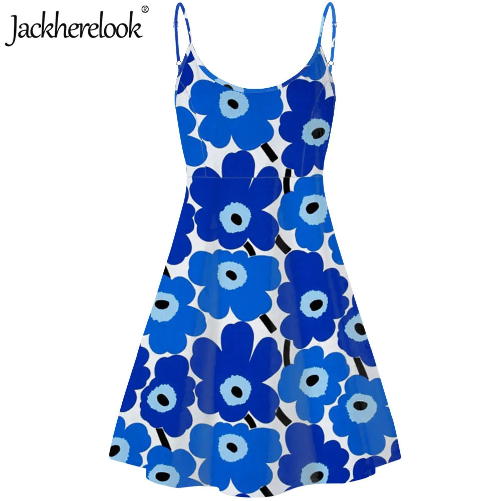 Летнее пляжное платье Jackherelook для девочек без рукавов с цветочным принтом мака на