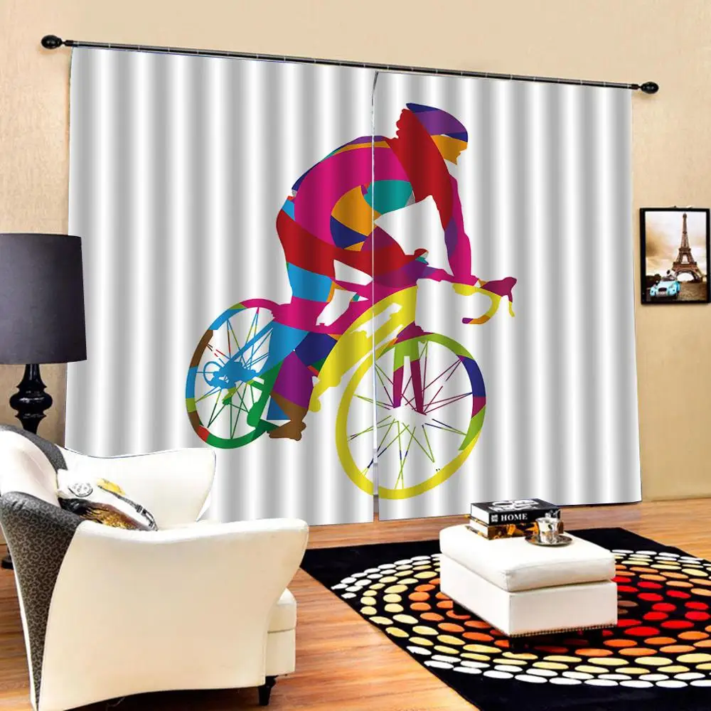 Пользовательские Фитнес Спорт Велоспорт занавес цифровой печати для гостиной