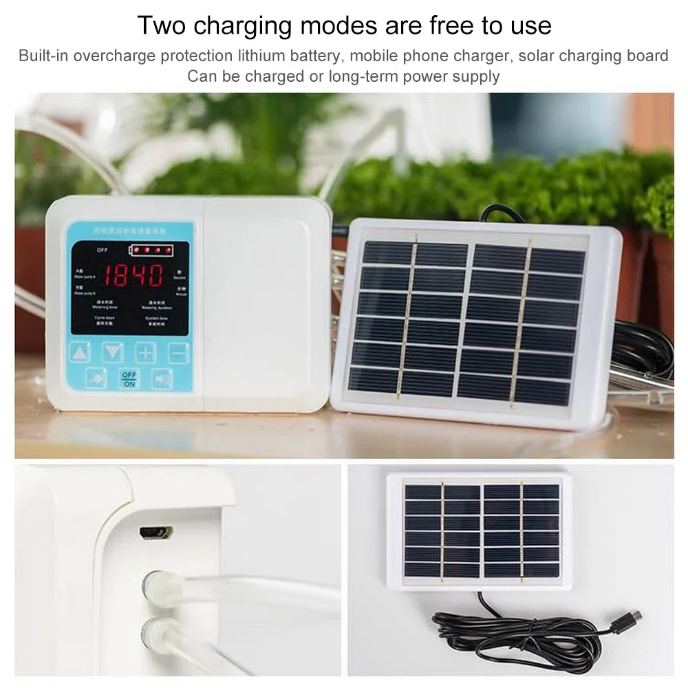 Intelligent Automatic Watering Pump Plant Drip Irrigation System Garden Device Solar Energy Potted Water Timer | Дом и сад
