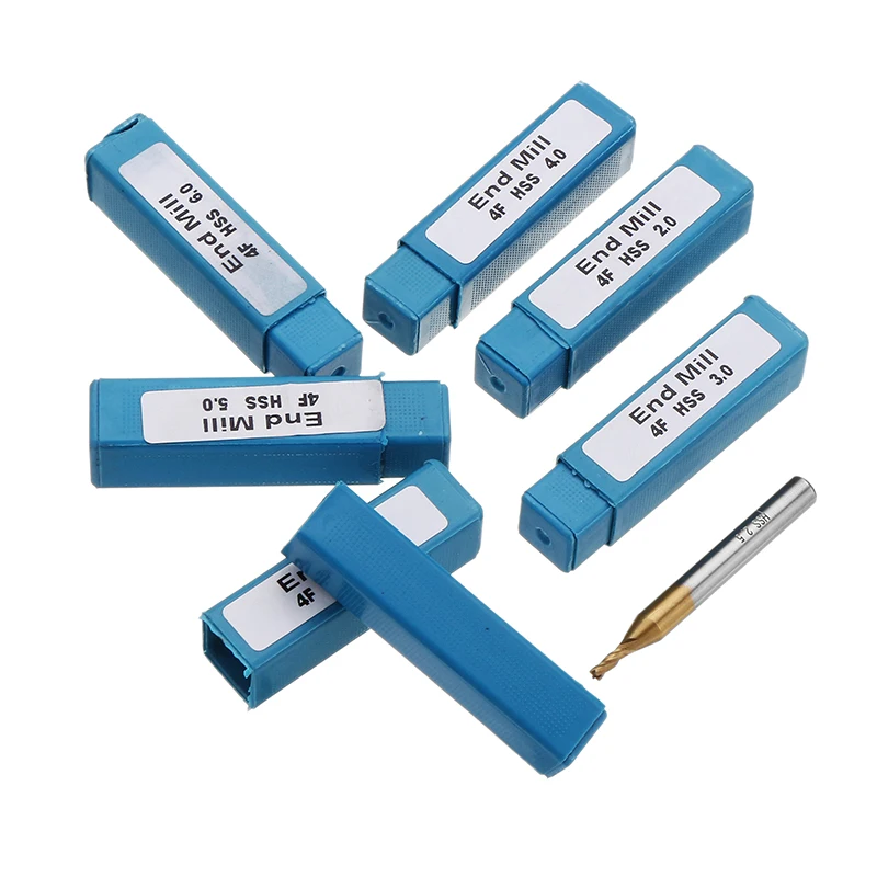 

6pcs 2-6mm Titanium Coating HSS 4 Flute End Mill Cutter 6mm Shank CNC Drill Bit Set For Milling Machine DIY Home