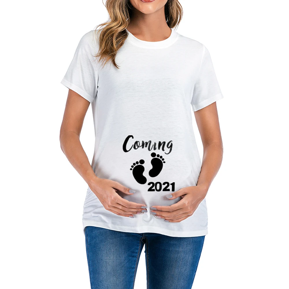 

Maternity Tees Women Pregnant Printed T Shirt New Mom Funny Clothes Maternity Short Sleeve Pregnancy Announcement Tops Tee