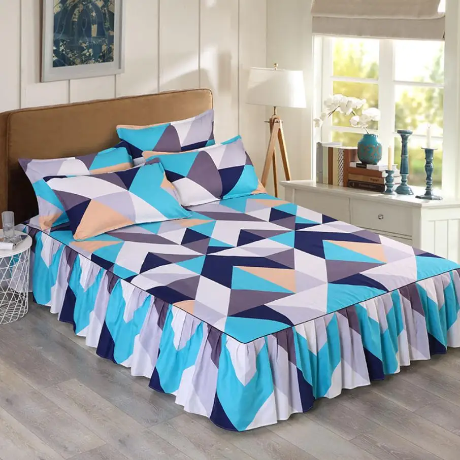 

Высококачественный матрас с юбкой для кровати не выцветает, защитный чехол, домашнее постельное белье с 2 наволочками, покрывало для домашн...