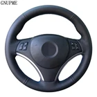 Рука сшитый черный натуральная кожа чехол рулевого колеса автомобиля для BMW E90 E70 E71 X5 X6 320i 325i 330i 335i 120d E87 120i 130i