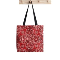2021 shopper retro bandana style print tote bag women harajuku shopper handbag girl shoulder shopping bag lady canvas bag
