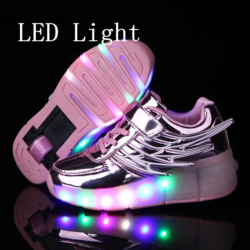 

New Pink Black Cheap Child Fashion Girls Boys LED Light Roller Skate Shoes For Children Kids Sneakers With Wheels One wheels