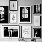 Черно-белый винтажный постер с абстрактной линией, скандинавские плакаты и принты, настенная живопись на холсте, настенные картины для декора гостиной