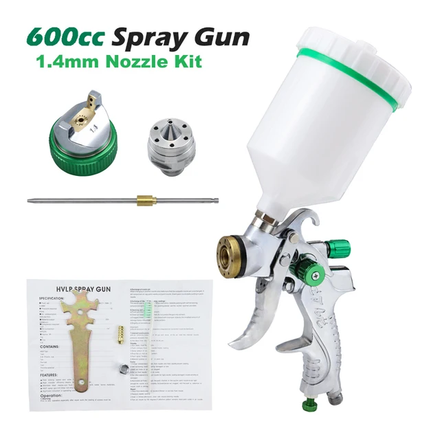 

1.4/1.7/2mm Fluid Nozzle 600cc Gravity Feed HVLP Spray Gun Auto Car Airbrushing Painting Sprayer
