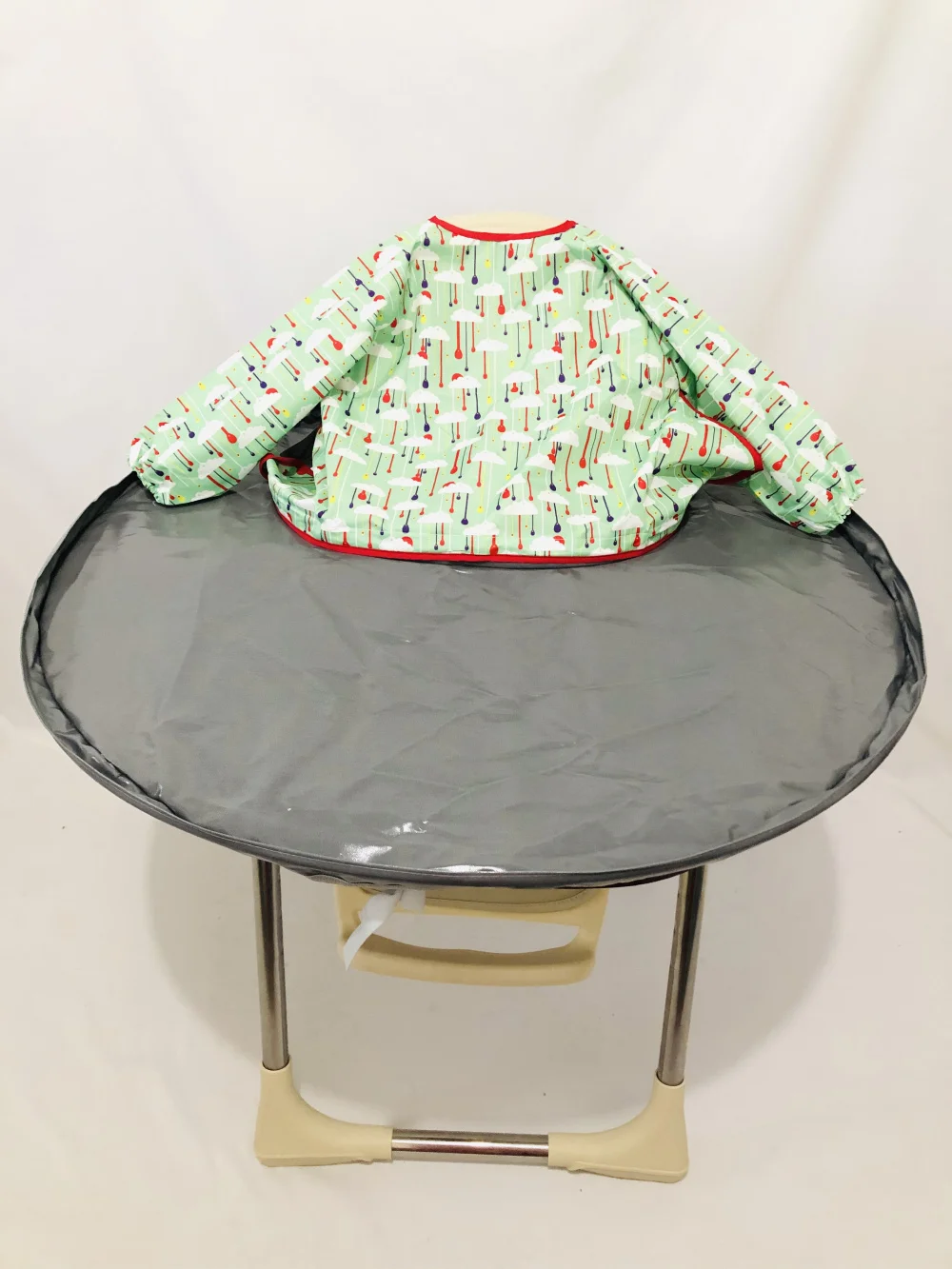 Gray Saucer cloud Роскошный Материал TPU для ребенка BLW самостоятельное Кормление анти-грязный артефакт детский обеденный стул нагрудник поднос коврик блюдце - Цвет: Gray Saucer cloud