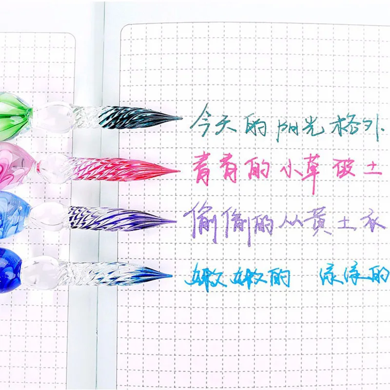 

Glass Calligraphy Pen Crystal Glass Dip Ink Pen Set Non-Carbon Ink Signature Pens Writing Tools NC99
