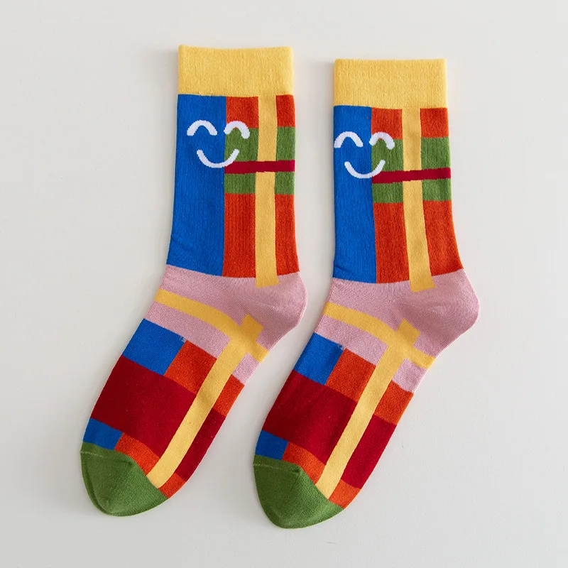 

New Fashion Unisex Socks Korea Ins Tide Cartoon Japanese Street Casual Wild Trend Men's Socks Containing Cotton Ladies Socks