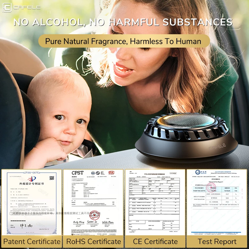 Cafele Solar Car Perfume Light Induce Rotation Flavoring For Cars Accessories Interior Creative Air Freshener Auto Air Purifier