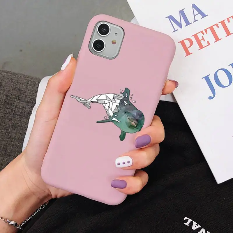 

Yinuoda Sea Animal Cute Dolphin Phone Case Soft Solid Color for iPhone 11 12 13 mini pro XS MAX 8 7 6 6S Plus X XR
