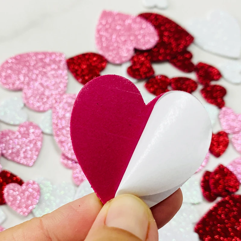 60 шт./компл. трехцветный Блестящий в форме сердца самоклеящийся альбом сделай сам