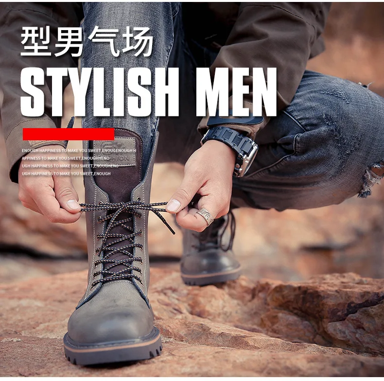 winter Retro genuine Leather Martin boots men shoes quality Hiking boots sports sneakers man lace up boots men footwear