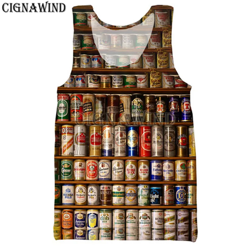 Модная жилетка забавная для мужчин и женщин жилеты с 3D принтом в виде бутылки