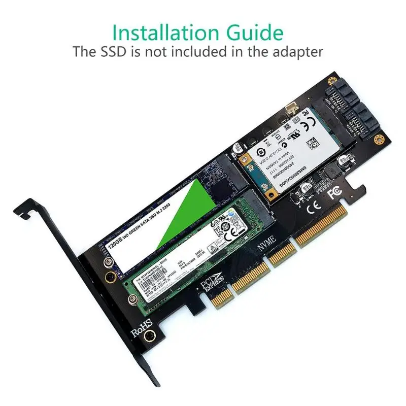 3 в 1 Msata PCIE M.2 NGFF NVME SATA SSD к PCI-E 4X SATA3 apapapter компьютерные расширительные карты для 8X 16X