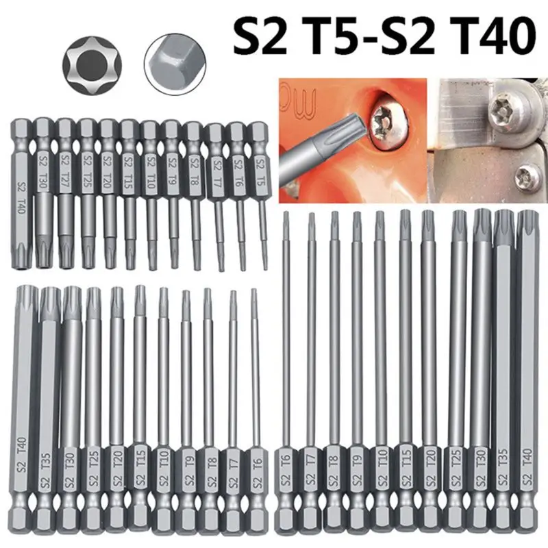 

1set Tamper Proof Security Drill Bit Set Torx Screwdriver Flat Head 1/4" Hex Bits Driver