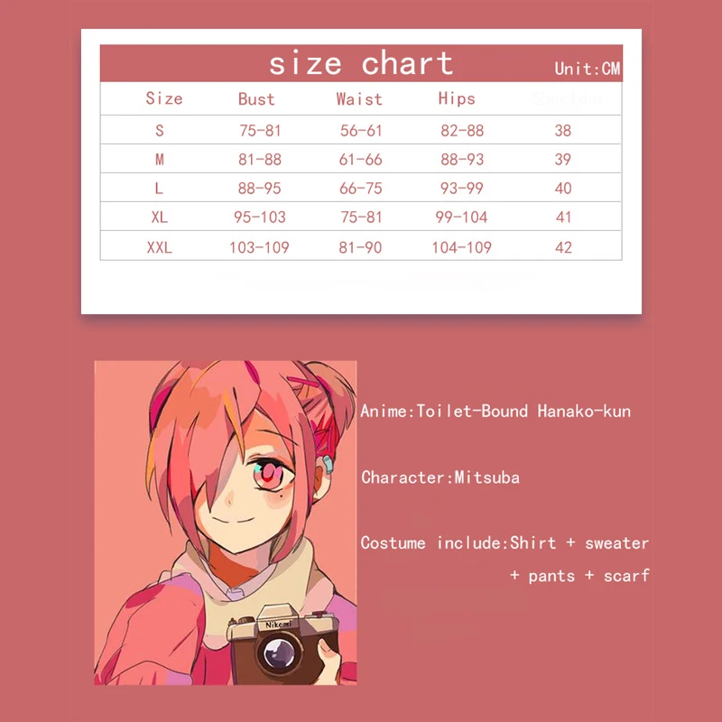 

Anime Toilet-Bound Hanako-kun Costume Jibaku Shounen Mitsuba Cosplay Costumes Women Girl Cotton Set Uniform Wig Unisex