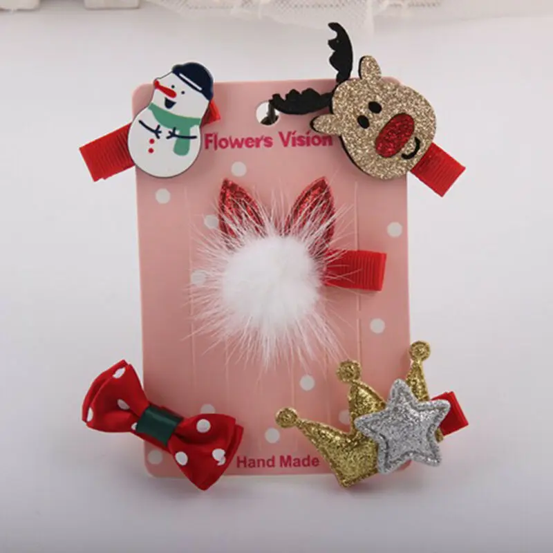 5 шт. рождественские мини заколки для волос пластиковые маленьких девочек милые с