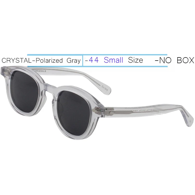 44-Clear-Gray IVSTA Jonny Depp, мужские очки, ручная работа, ацетат, оправа, поляризационные солнцезащитные очки, круглые, люксовый бренд, оптические, близорукость, рецепт, логотип - Цвет оправы: 44-Clear-Gray