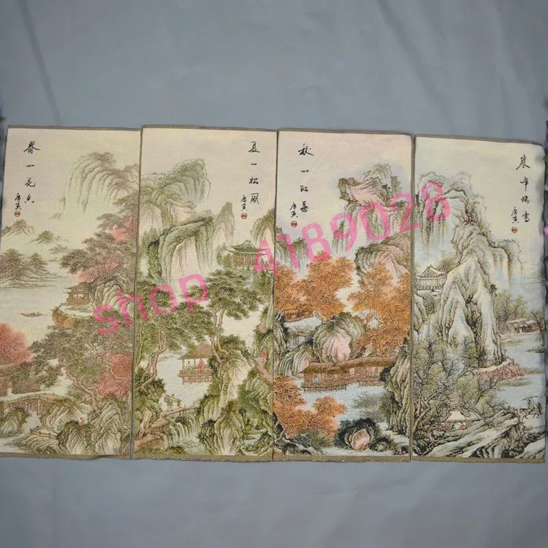 Парчовая ткань Tang Yin весна лето осень и зима четыре картины на экране коллекция