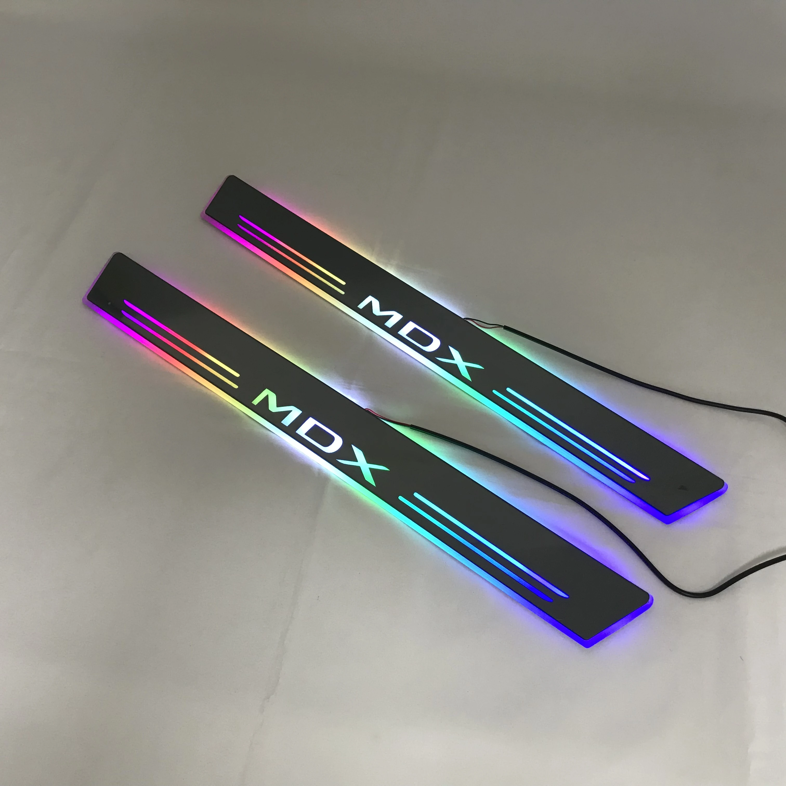 RQXR led движущиеся двери потертости для acura mdx динамический порог пластина плоская подкладка накладки rgb плавный свет, 2 шт