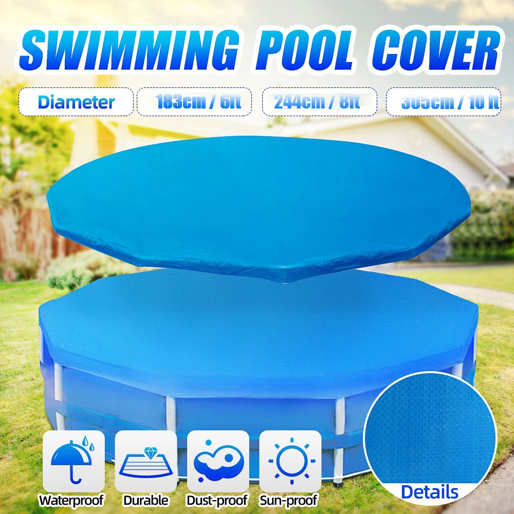 6/8/10 Ft Round Swimming Pool Cover Dustproof Protection Mat Solar Tub Outdoor Family Blanket Accessories | Спорт и развлечения