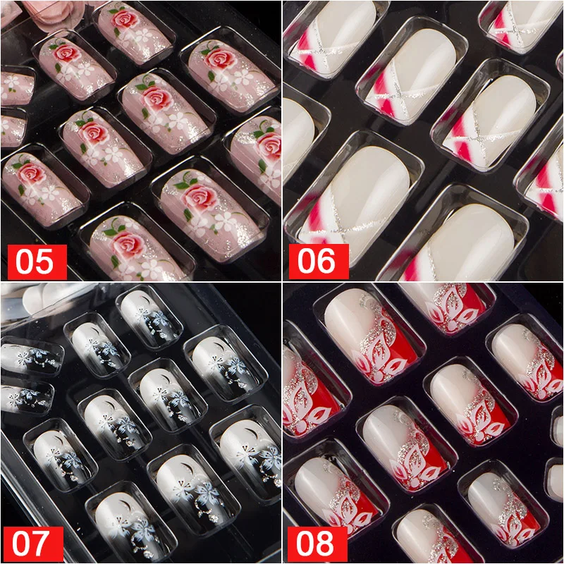 24 шт./корт. С 1 шт. клейкой лентой для ногтей нажмите на накладные ногти это