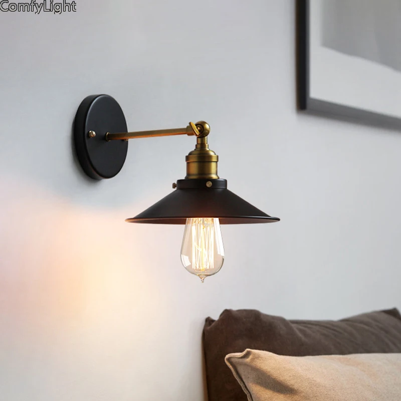 

Vintage Retro Industrial iron Wall lamp sconces Adjustable bedside Bedroom kitchen loft light Bedroom Balcony Aisle Villa Hote
