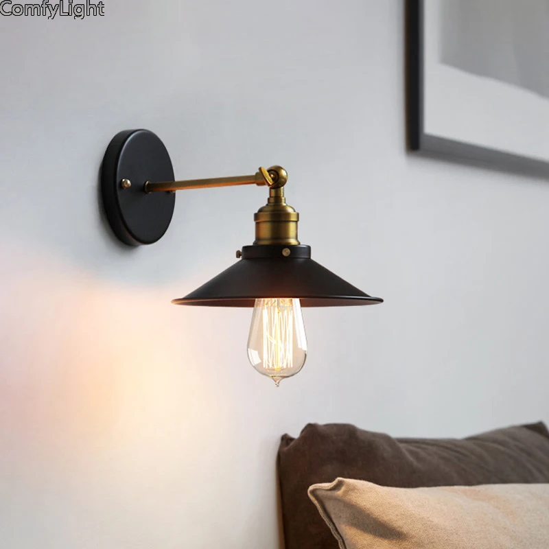 Vintage Retro Industrial iron Wall lamp sconces Adjustable bedside Bedroom kitchen loft light Balcony Aisle Villa Hote | Лампы и