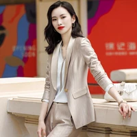 2021 new autumn and winter womens business wear leisure office suit korean womens jacket two piece apricot 2 piece pants suit