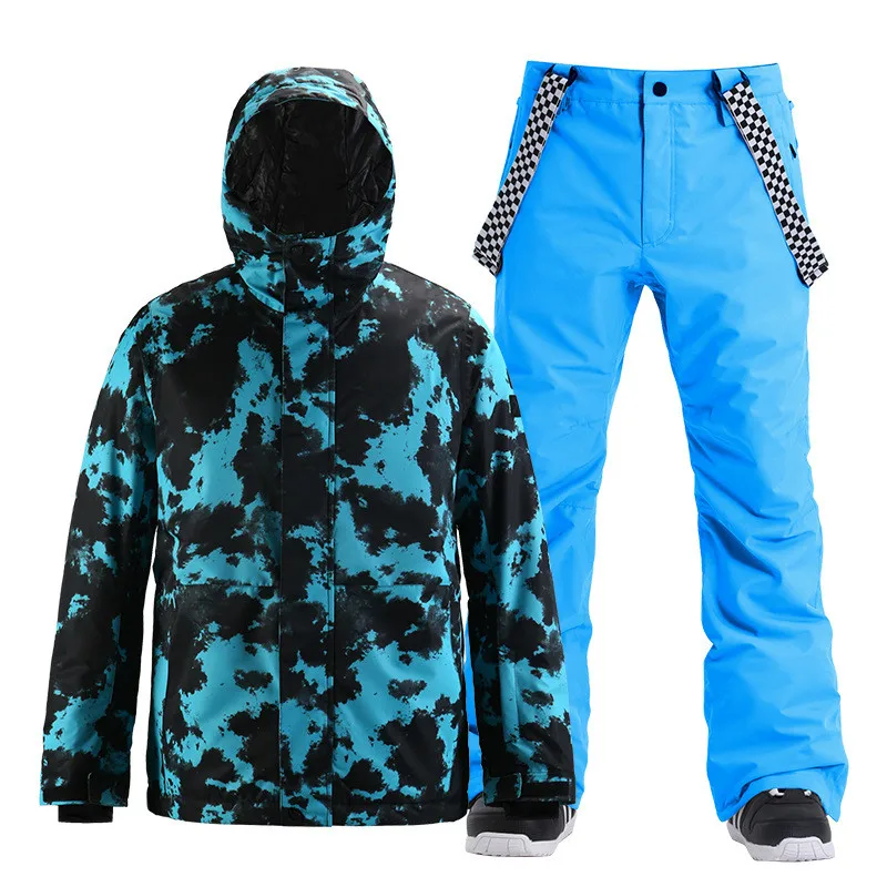 

New Men's Thick Warm Windproof Snow Suit Waterproof Breathable Single Double Board Ski Jacket+trousers 2021