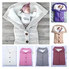 Зимние теплые спальные мешки для новорожденных, вязаные пеленки с пуговицами для новорожденных, пеленки, пеленки для коляски, пеленки, одеяло для малышей, спальные мешки